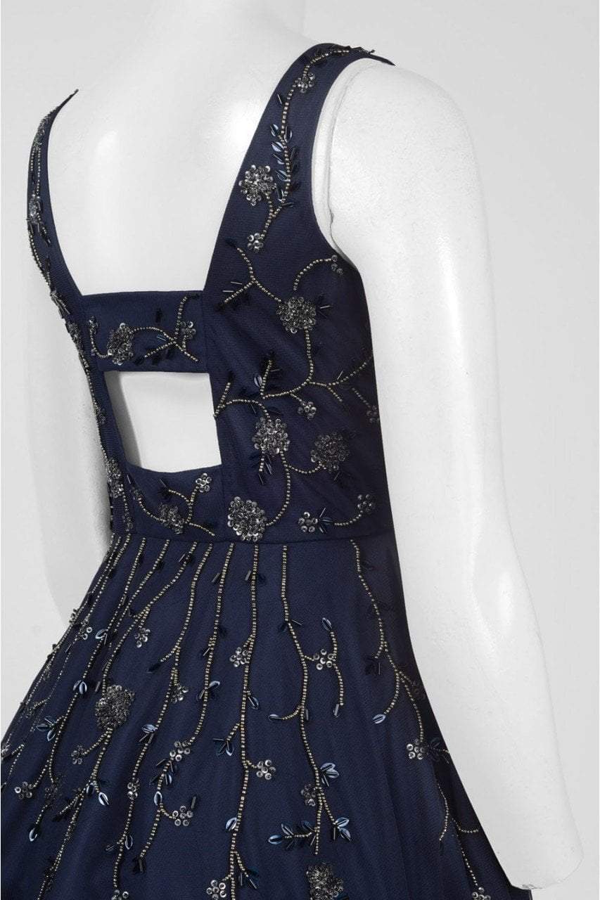 Adrianna Papell - Embellished V Neck Knee Length Dress AP1E201275SC