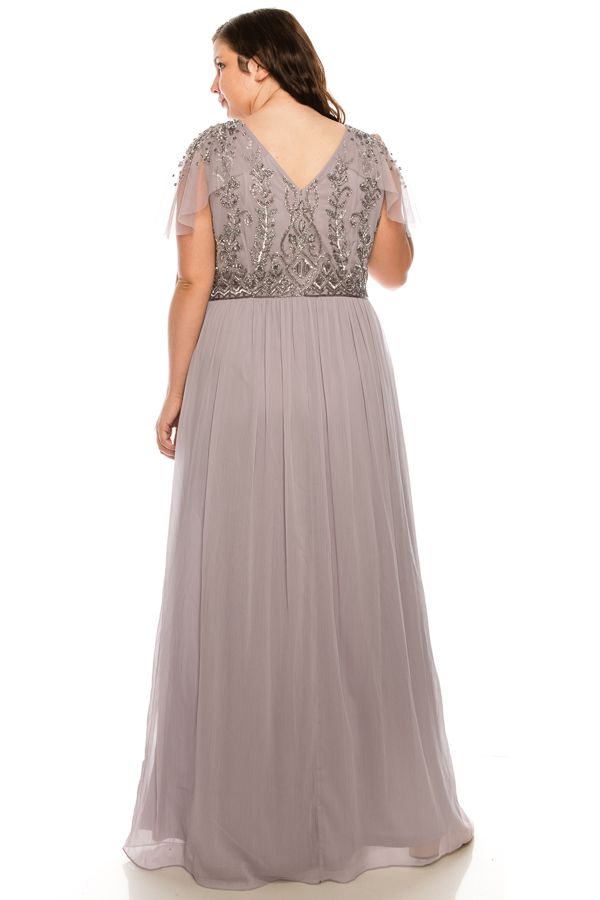 Adrianna Papell - AP1E203734WSC Beaded V-Neck A-Line Gown