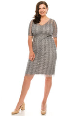 Adrianna Papell - AP1E205393SC Short Sleeves Sheath Dress