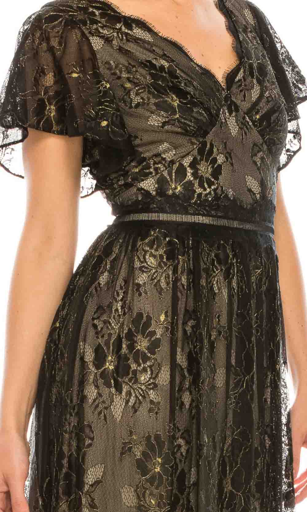 Adrianna Papell - AP1E205747SC Lace Flutter Sleeve A-Line Dress