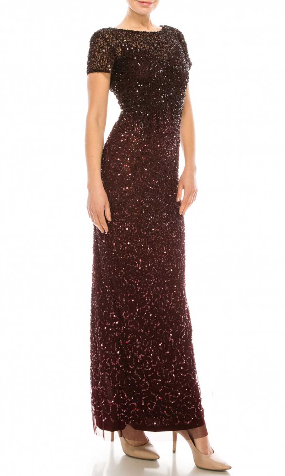 Adrianna Papell - AP1E205994SC Ombre Sequined Bateau Evening Dress