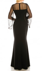 Adrianna Papell - AP1E206256SC Illusion Bell Sleeve Crepe Dress