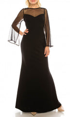 Adrianna Papell - AP1E206256SC Illusion Bell Sleeve Crepe Dress
