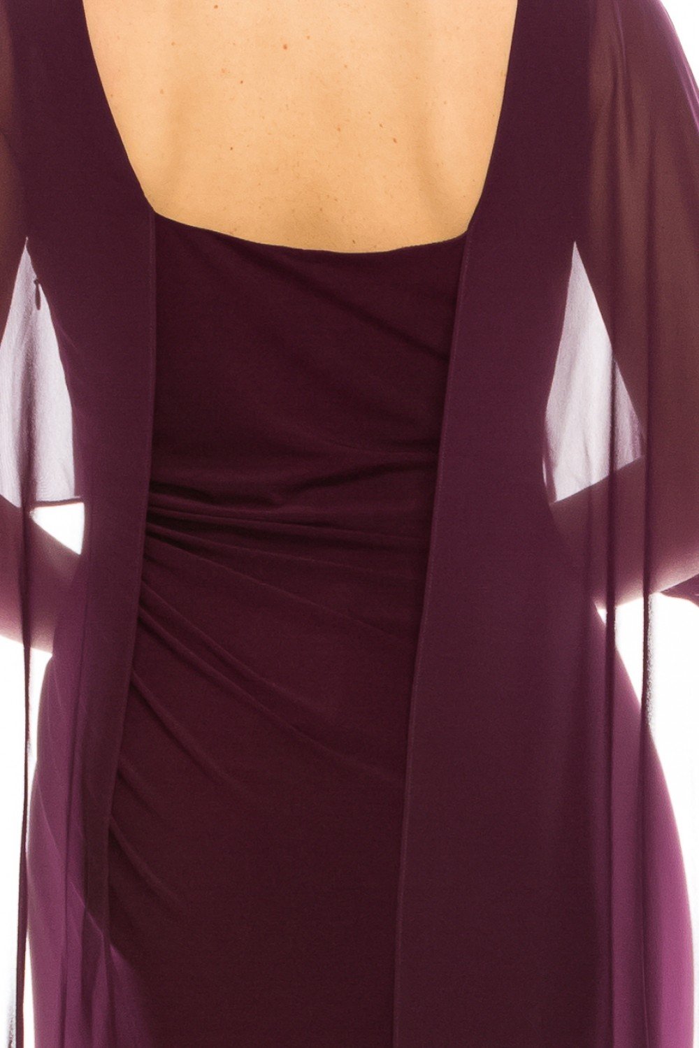 Adrianna Papell - AP1E206514SC Sheer Cape High Slit Jersey Dress