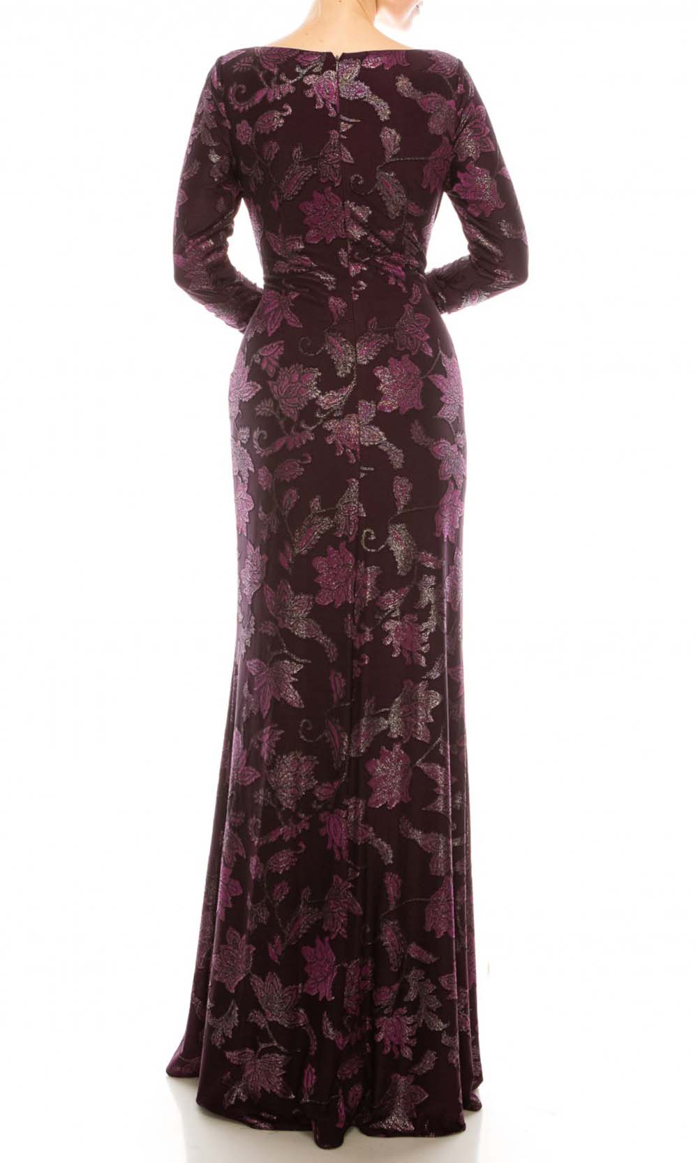 Adrianna Papell - AP1E206702SC Ruched V-Neck Long Sleeve Dress
