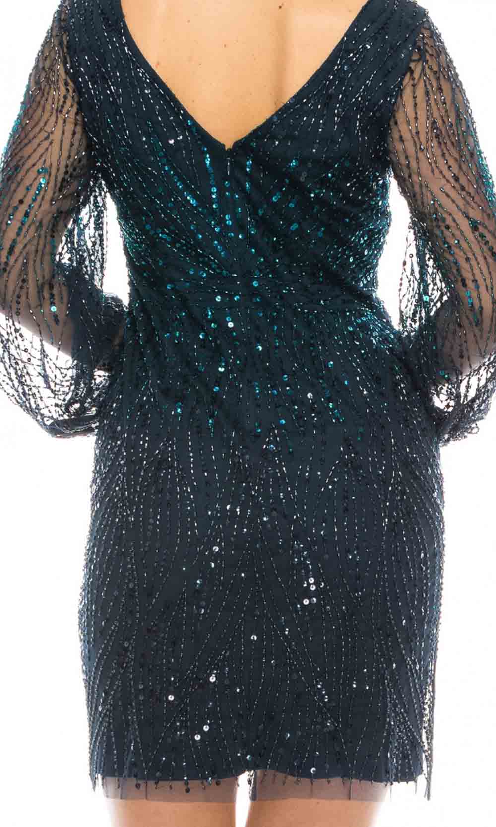 Adrianna Papell - AP1E206864SC Beaded Long Sleeve Cocktail Dress