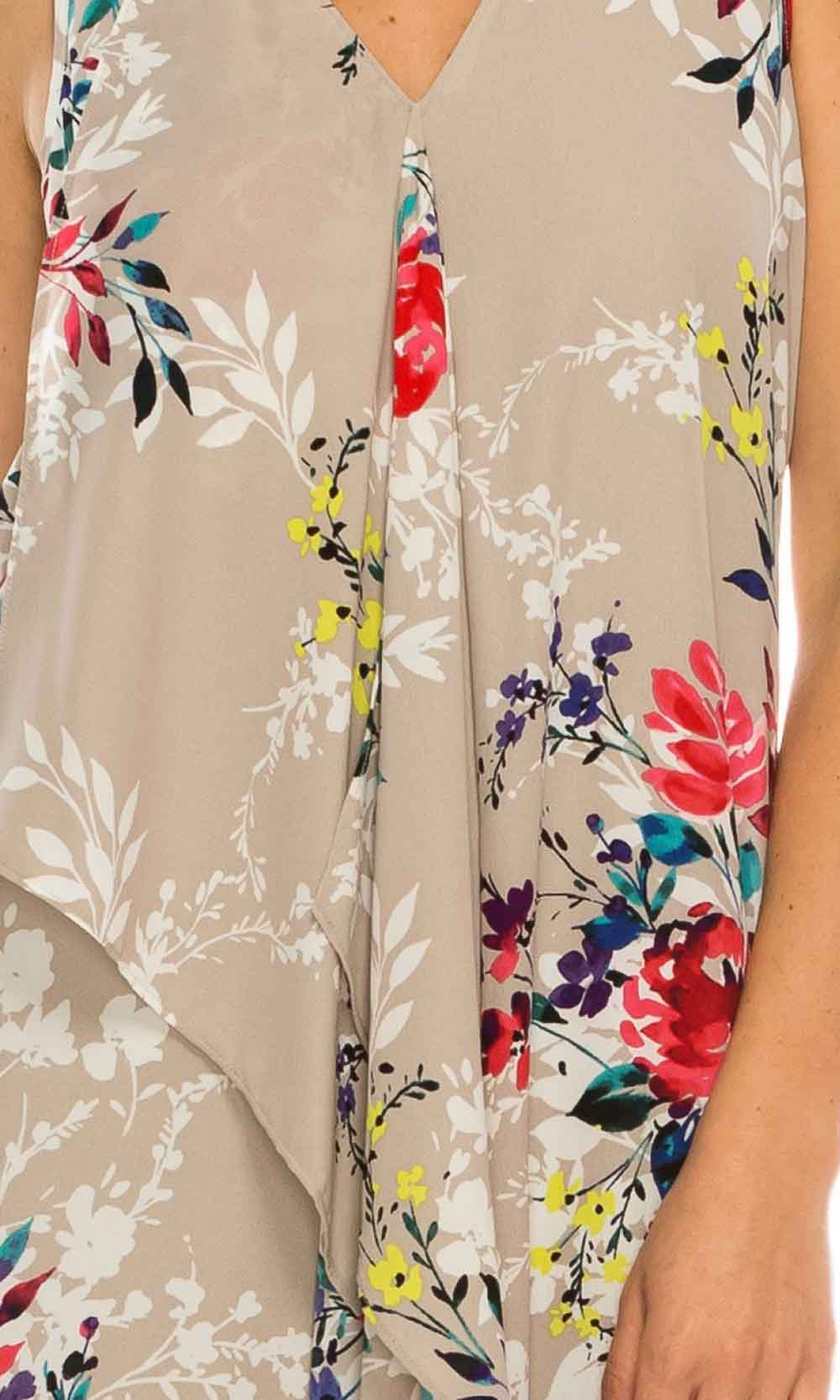 Adrianna Papell - AP1D102209SC Floral V-Neck High Low Chiffon Dress