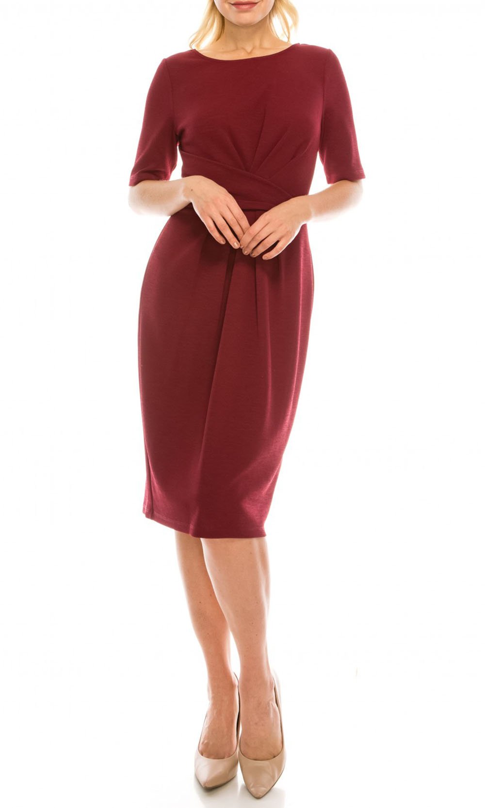 Adrianna Papell - AP1D103889SC Jewel Neck Scuba Crepe Sheath Dress