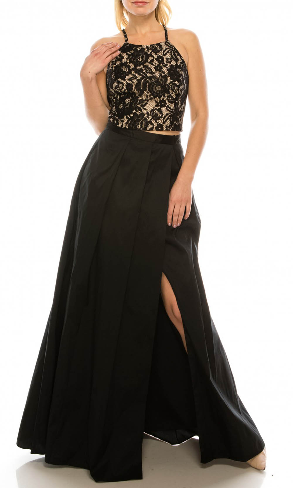 Adrianna Papell - MN2E200991SC Two-Piece Floral Lace A-Line Dress