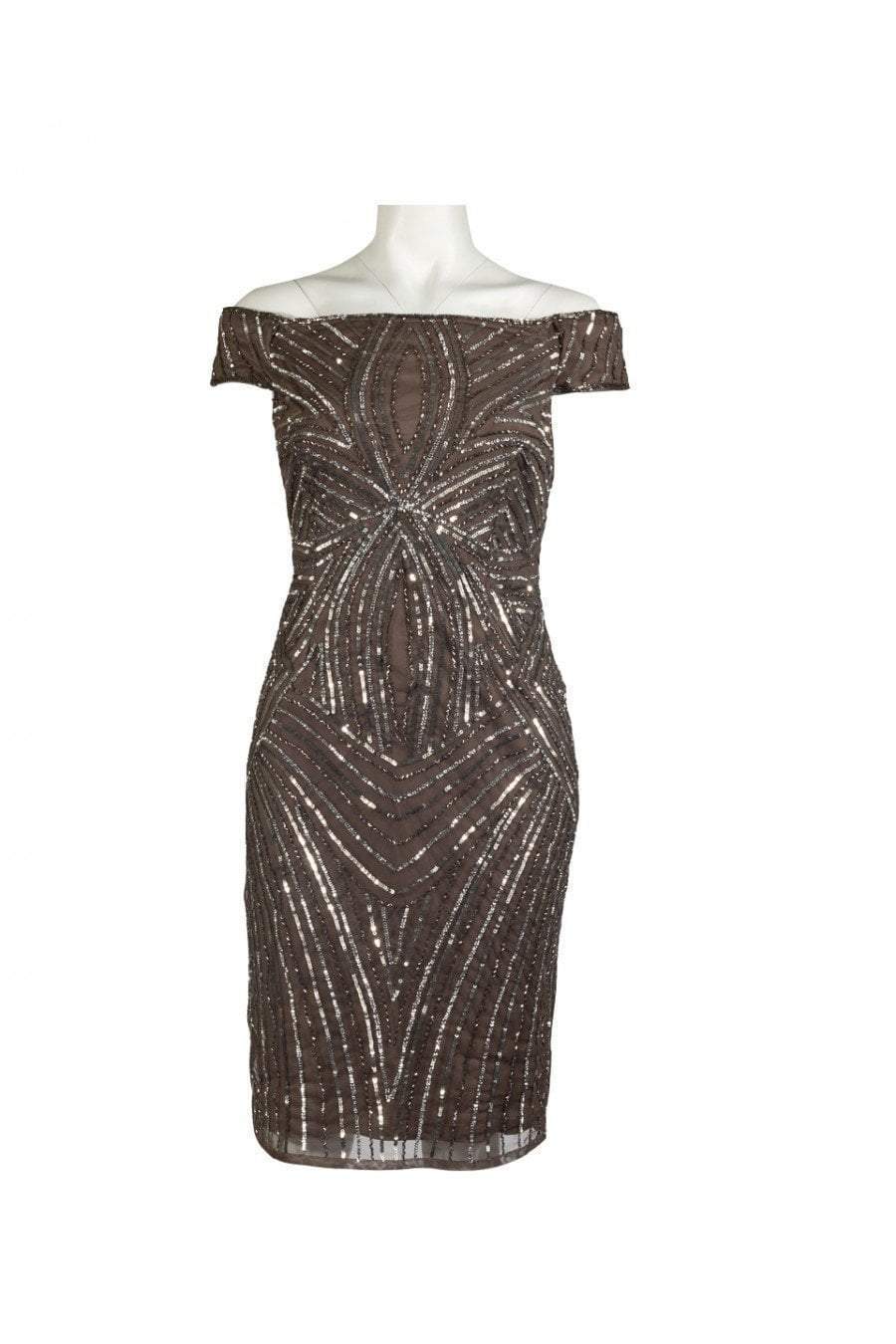 Adrianna Papell - AP1E201100SC Sequin Embellished Off-Shoulder Dress