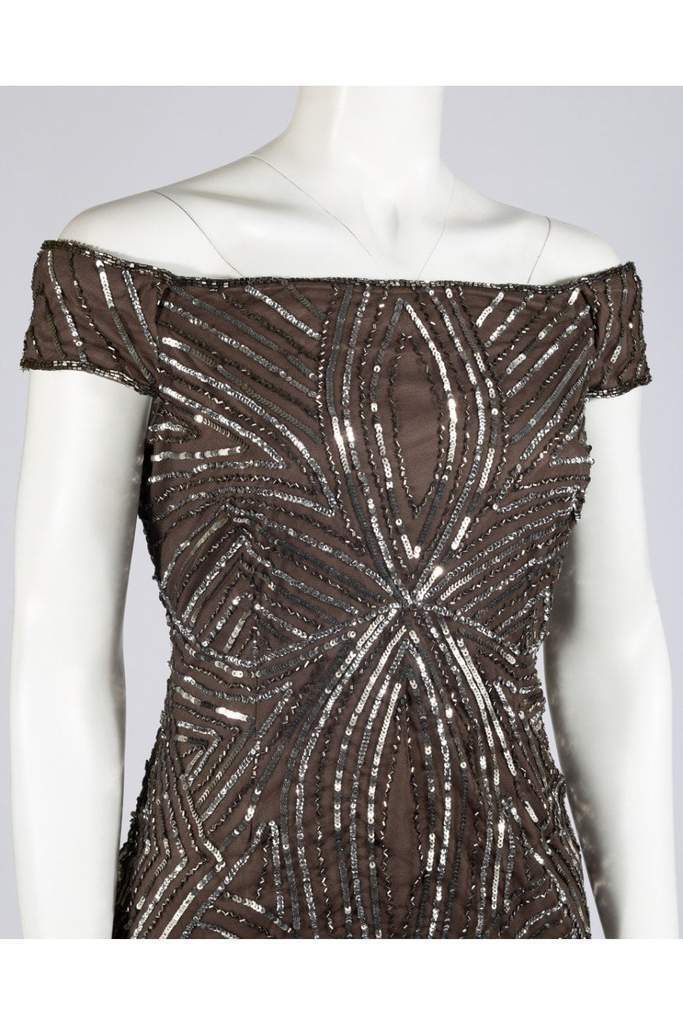 Adrianna Papell - AP1E201100SC Sequin Embellished Off-Shoulder Dress