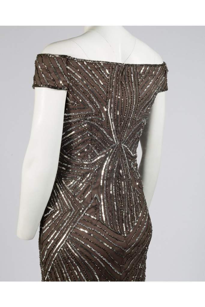 Adrianna Papell - AP1E201100SC Sequin Embellished Off-Shoulder Dress