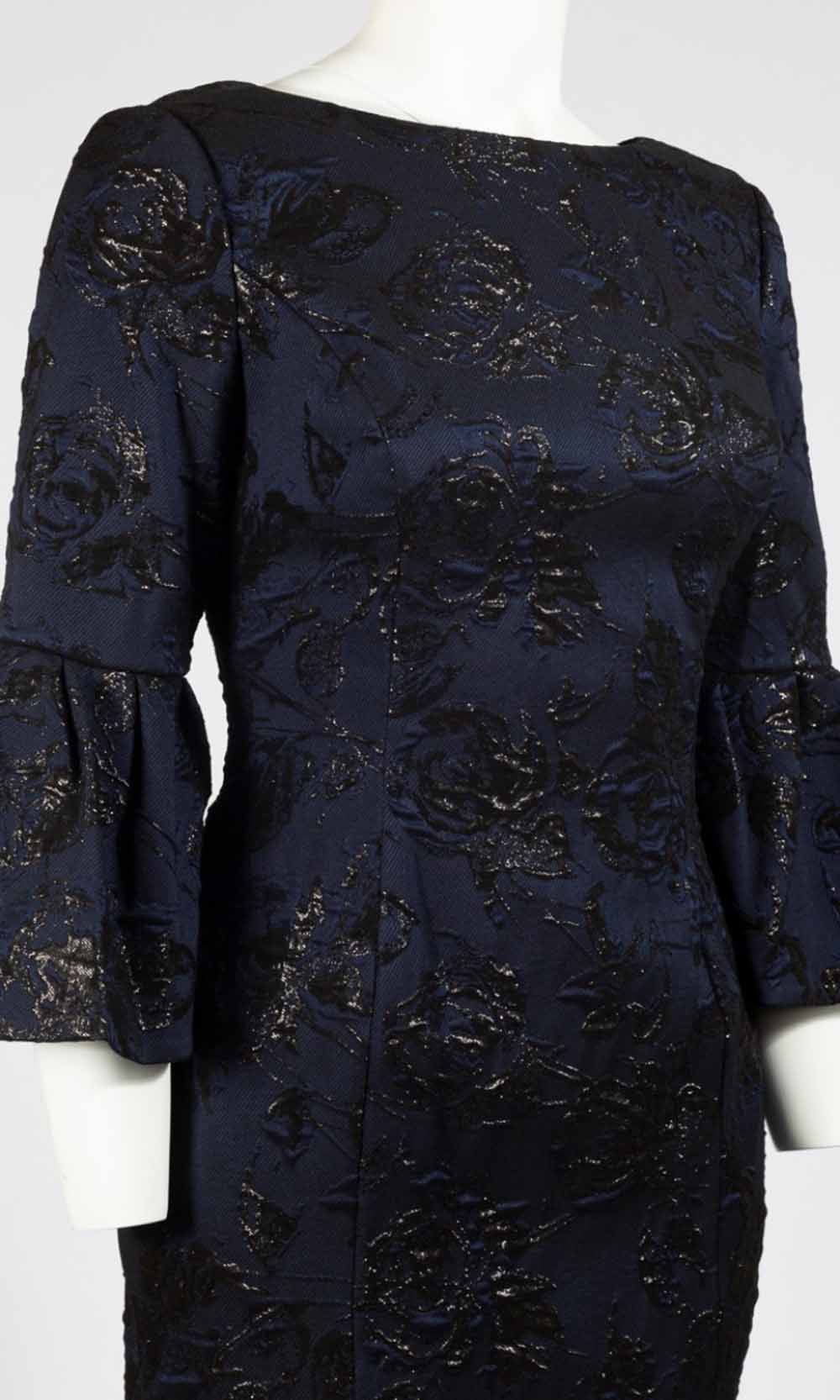 Adrianna Papell - MN2E203554SC Floral Metallic Bell Sleeve Short Dress