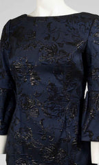 Adrianna Papell - MN2E203554SC Floral Metallic Bell Sleeve Short Dress