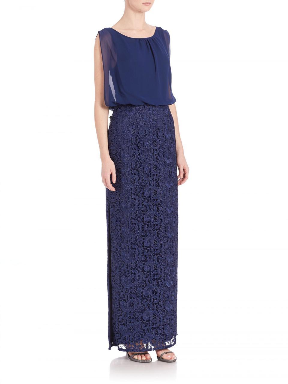 Aidan Mattox - 251704760SC Blouson Laced Long Dress with Slit