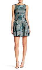 Aidan Mattox - 151A10260SC Bateau Neck Metallic Short Dress
