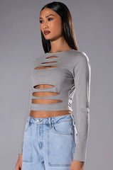 ALANI CUT OUT LONG SLEEVE CROP TOP