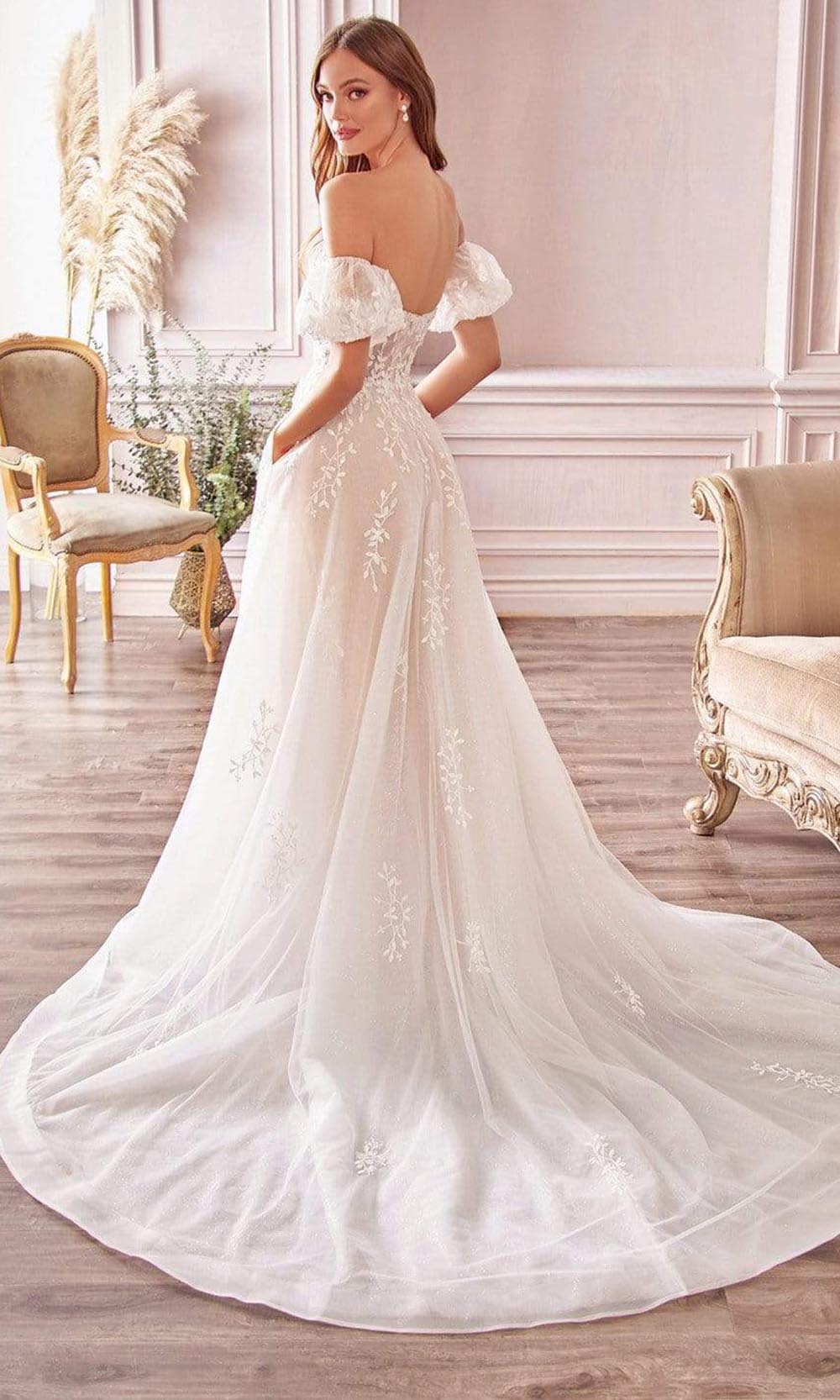 A-Line Puff Sleeve Bridal Gown