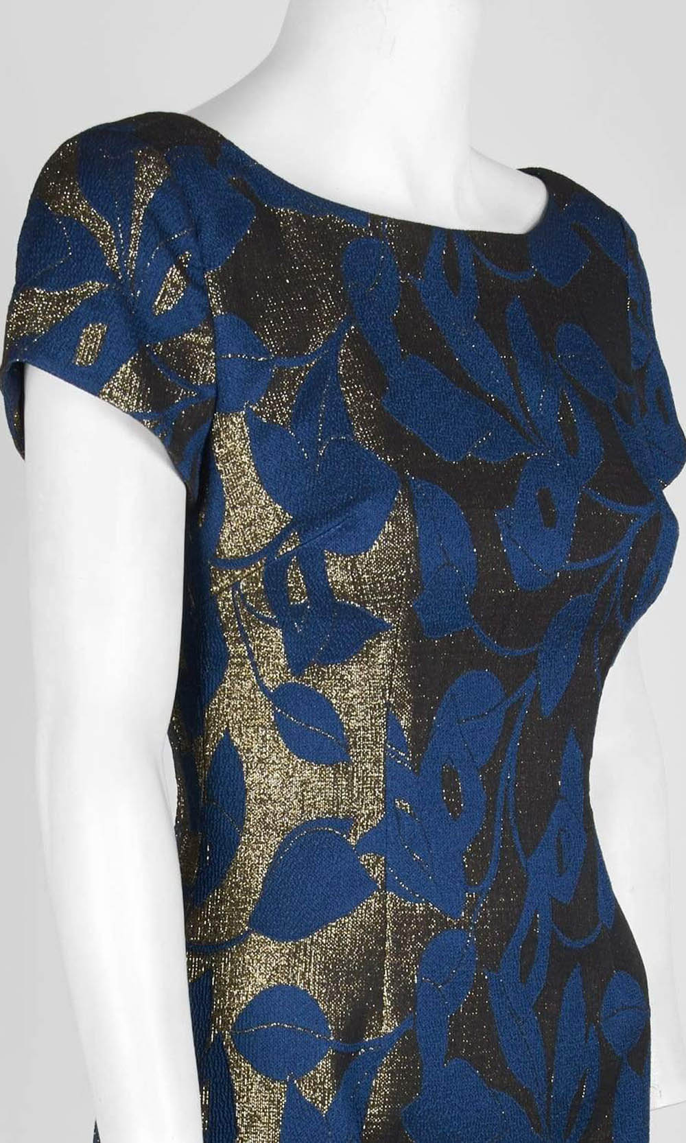 Adrianna Papell - AP1D101402SC Floral Jacquard Deep V-Open Back Dress