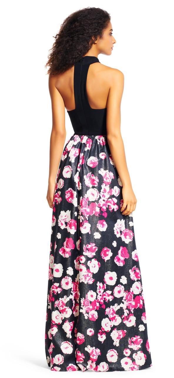Adrianna Papell - AP1E200109SC Halter Neck Floral Printed Long Dress