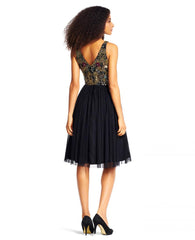Adrianna Papell - Intricate Beaded V-Neck A-Line Dress AP1E200305SC