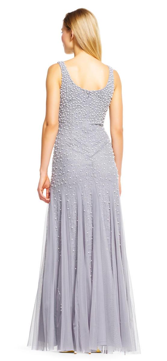 Adrianna Papell - Bateau Pearl Accented Long Column Dress AP1E200672SC