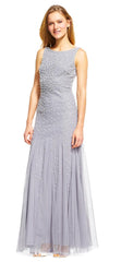 Adrianna Papell - Bateau Pearl Accented Long Column Dress AP1E200672SC