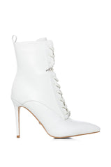 AZALEA WANG ASTORIA LACE UP STILETTO BOOTIE IN WHITE