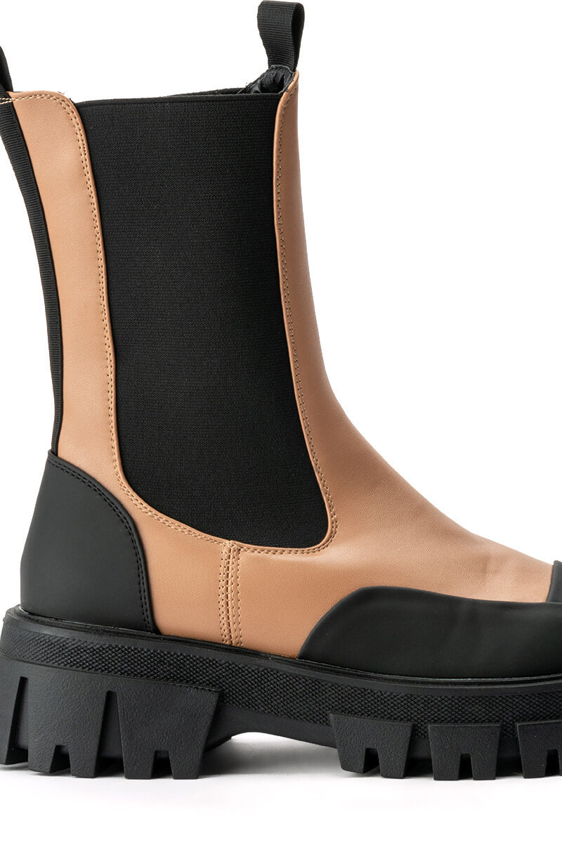 AZALEA WANG GENEVIEVE FLATFORM BOOTIE IN SAND