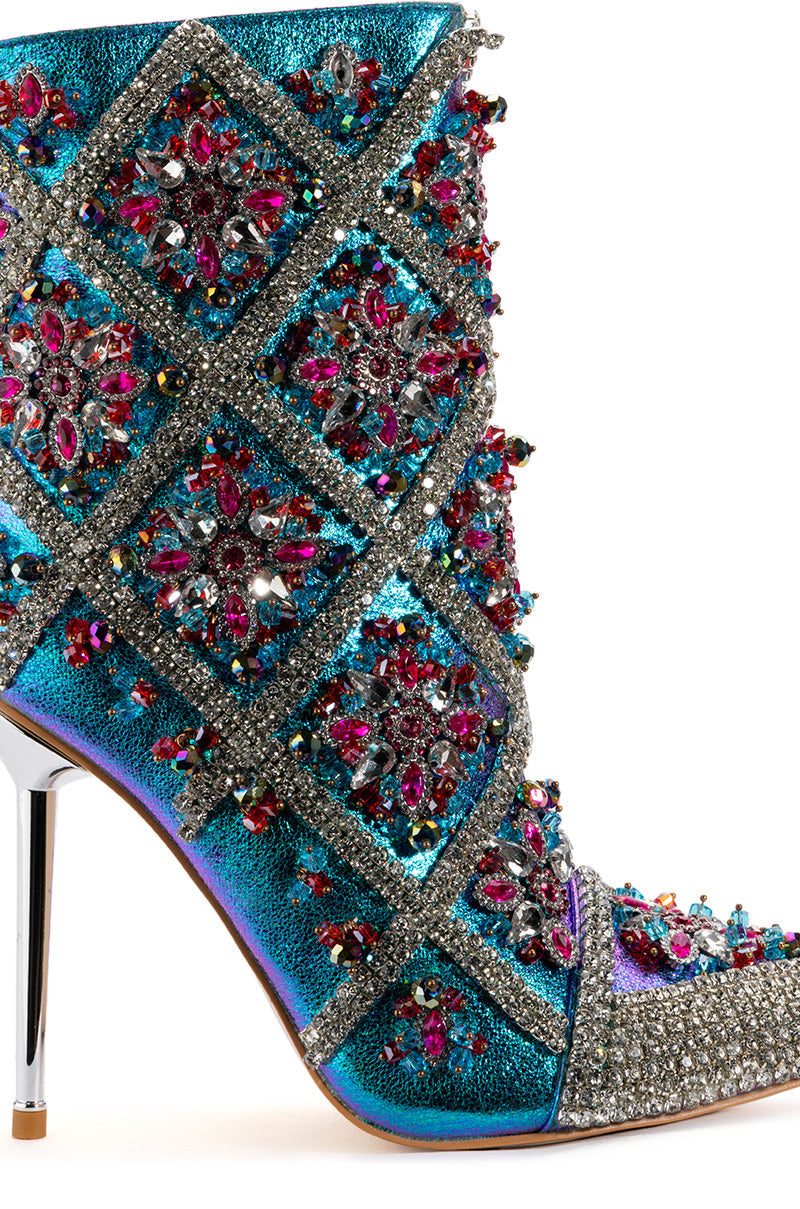 AZALEA WANG EMBELLISHED STILETTO BOOTIE IN MULTI