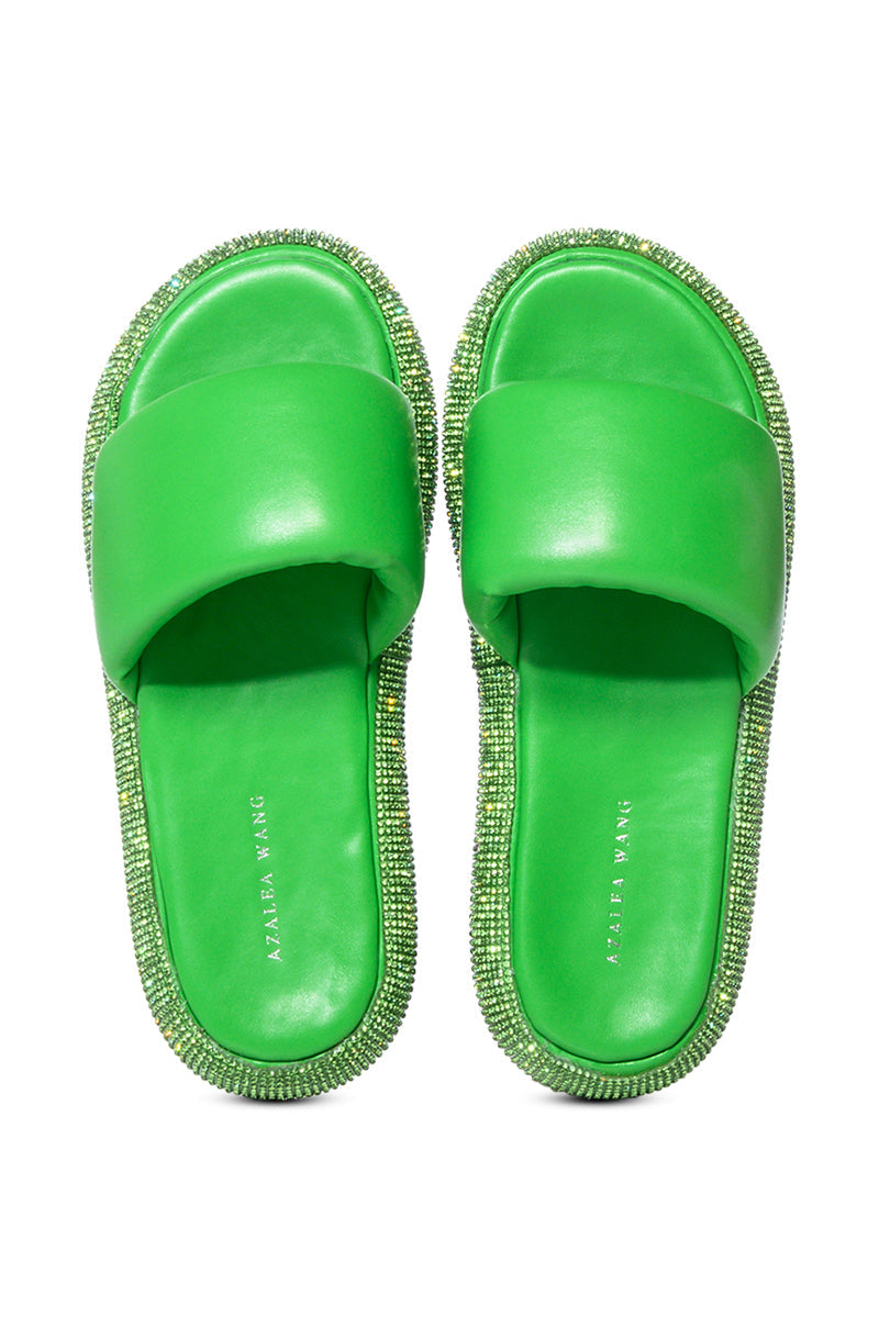 AZALEA WANG SWITZERLAND EMBELLISHED FLATFORM FLAT IN GREEN