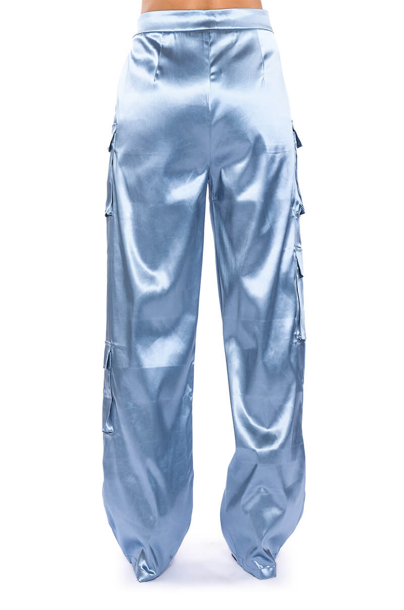 BEAUTY RAINS SATIN CARGO PANTS