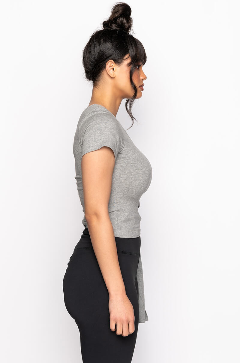 CORA ONE SHOULDER CUT OUT SIDE TIE T SHIRT
