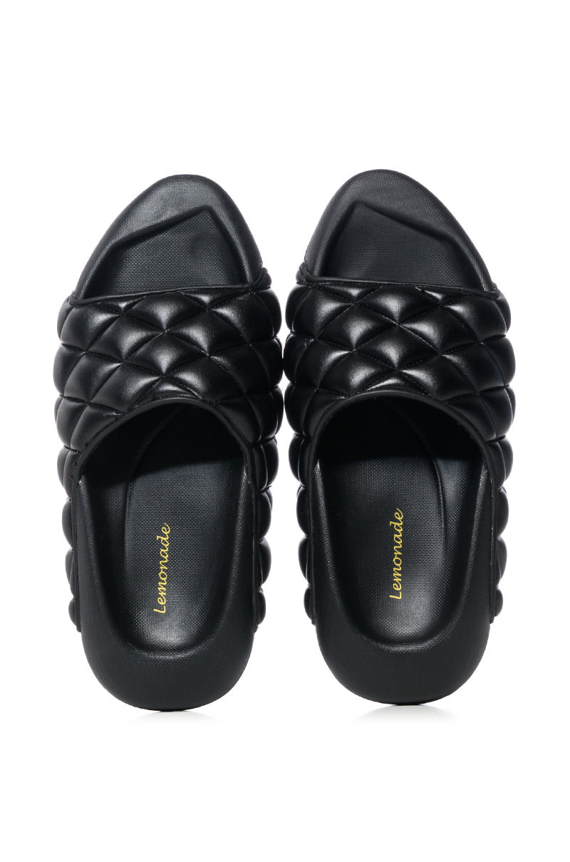 EGOMAR QUILTED DESIGN SLIP ON SANDAL IN BLACK