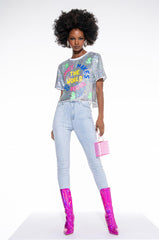 EXTREME STRETCH HIGH WAISTED SKINNY JEANS WITH RHINESTONES