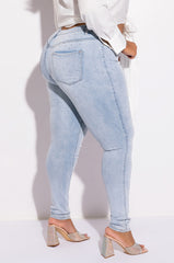 EXTREME STRETCH HIGH WAISTED SKINNY JEANS WITH RHINESTONES