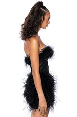FATAL ATTRACTION FEATHER DETAILED MINI DRESS