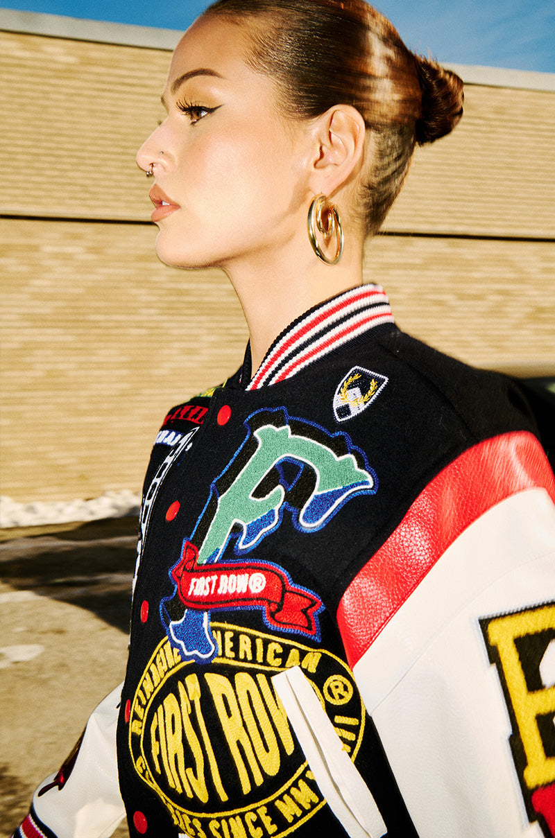 FIRST ROW COLLEGE DROPOUT PATCH BOMBER