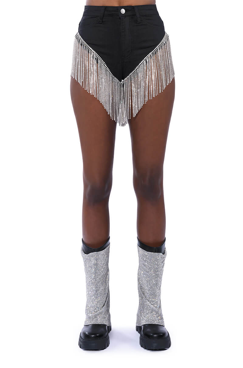 GONNA LOVE ME WATERFALL RHINESTONE DENIM SHORT