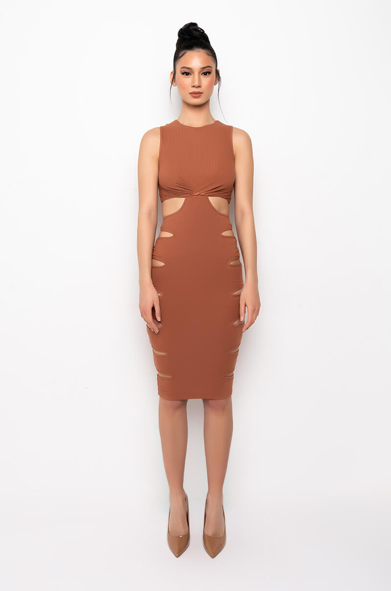 GOOD INTENTIONS MIDI DRESS WITH WAIST CUTOUTS