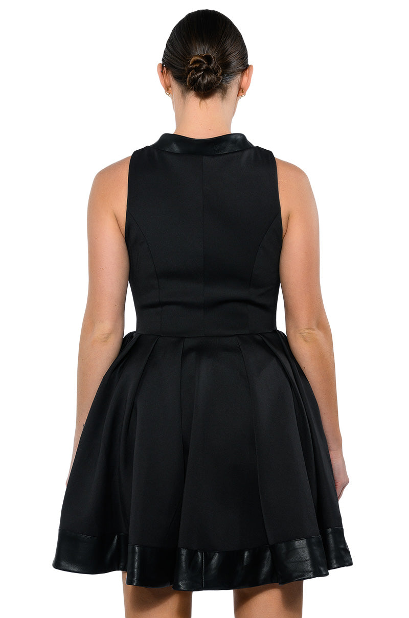 GOODIE ZIP DOWN PLEATED A LINE DRESS