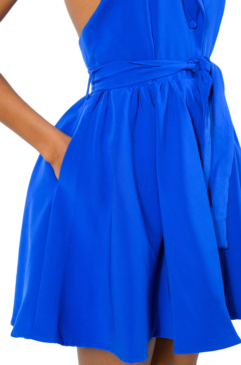 HADLEY COLLARED FIT AND FLARE MINI DRESS