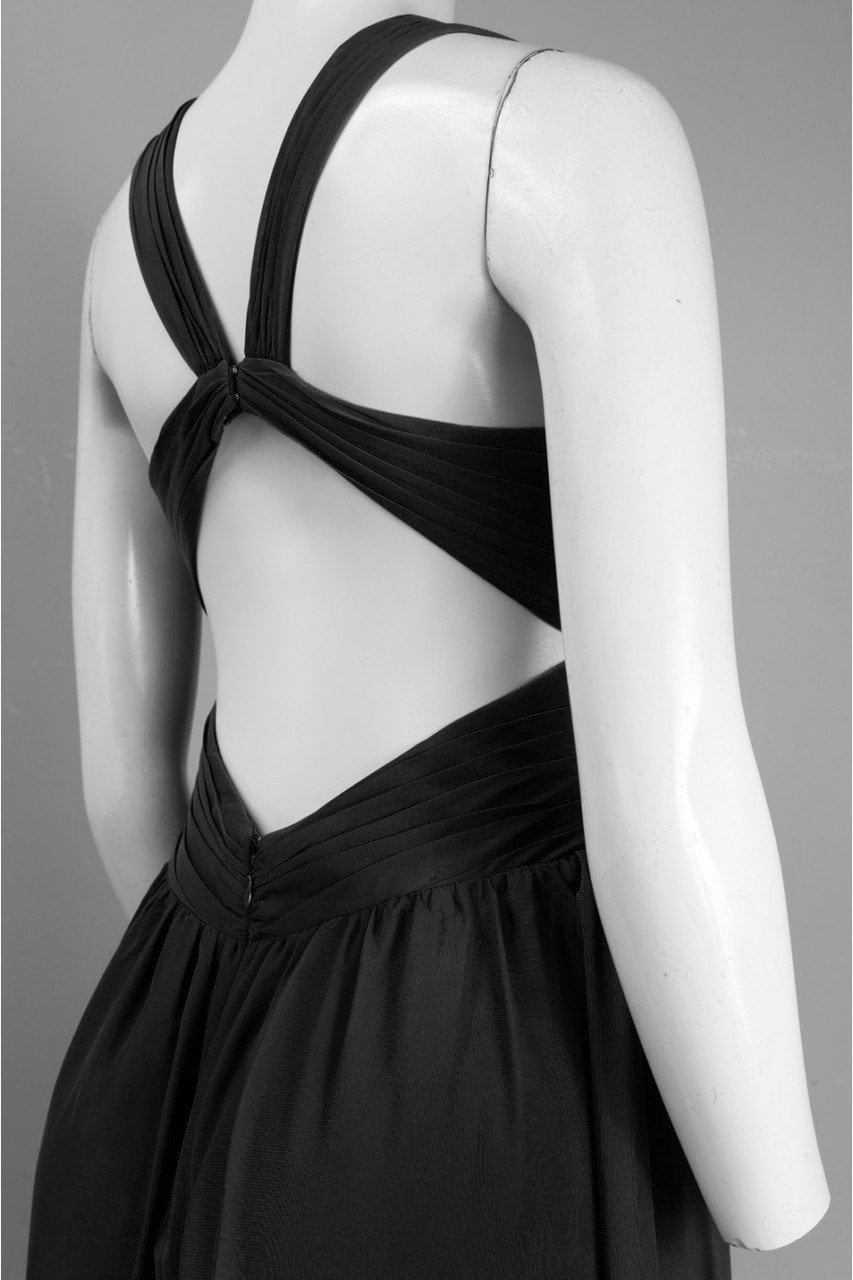 Adrianna Papell - 231M55220SC V Neck Cut Out Back Chiffon Dress