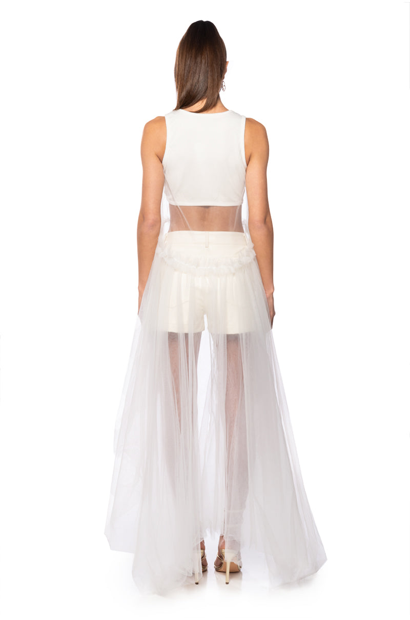 HERE FOR THE DRAMA TULLE HIGH LOW TANK TOP