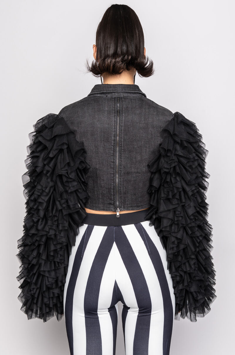HIGHWAY TO HELL RUFFLE ARM JACKET