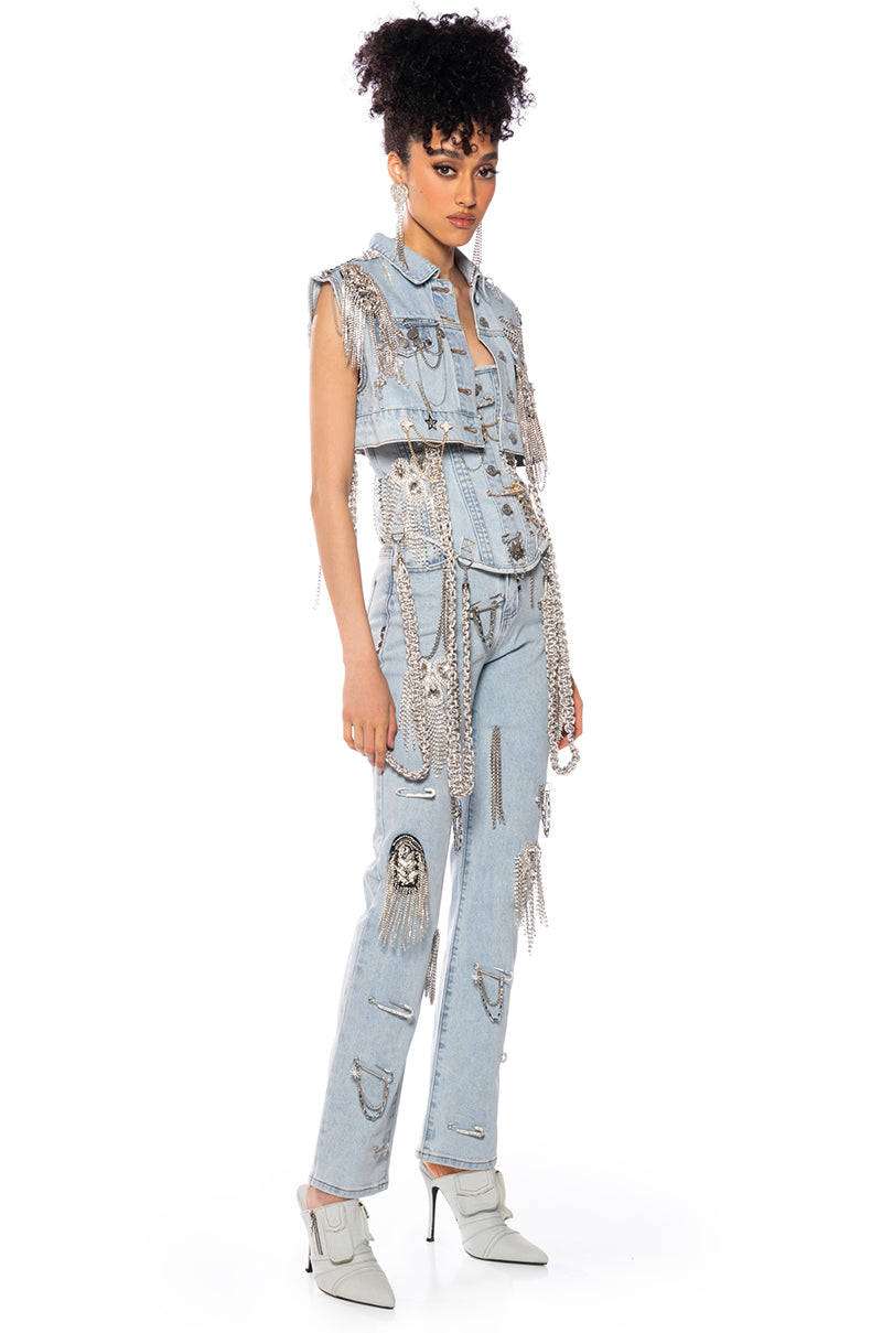 HOUDINI EMBELLISHED DENIM VEST