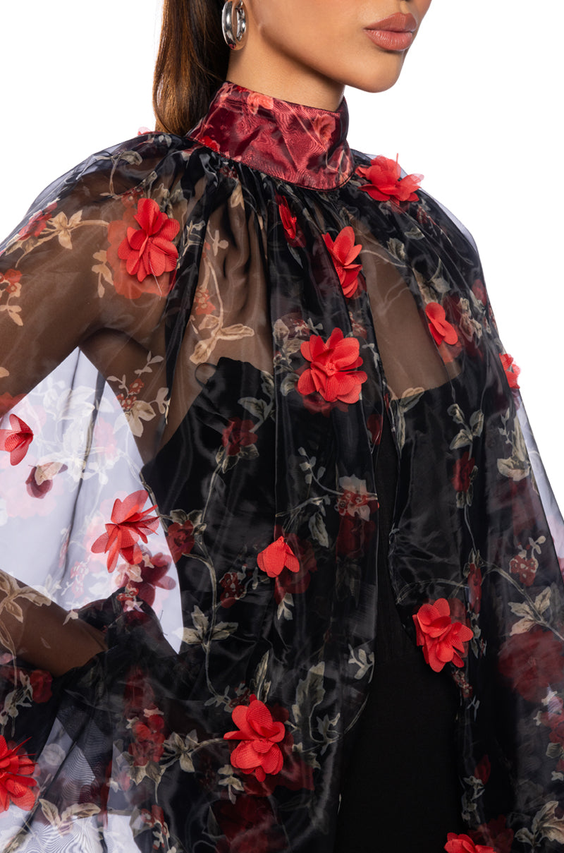 LENNON VOLUME SLEEVE FLORAL BLOUSE