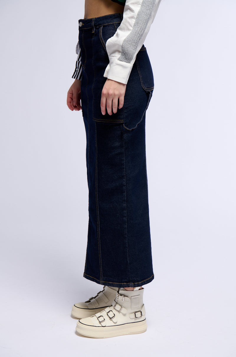 LET IT GO DENIM MAXI SKIRT