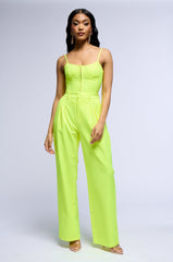 LOOKING SHARP FITTED CORSET TOP IN NEON YELLOW