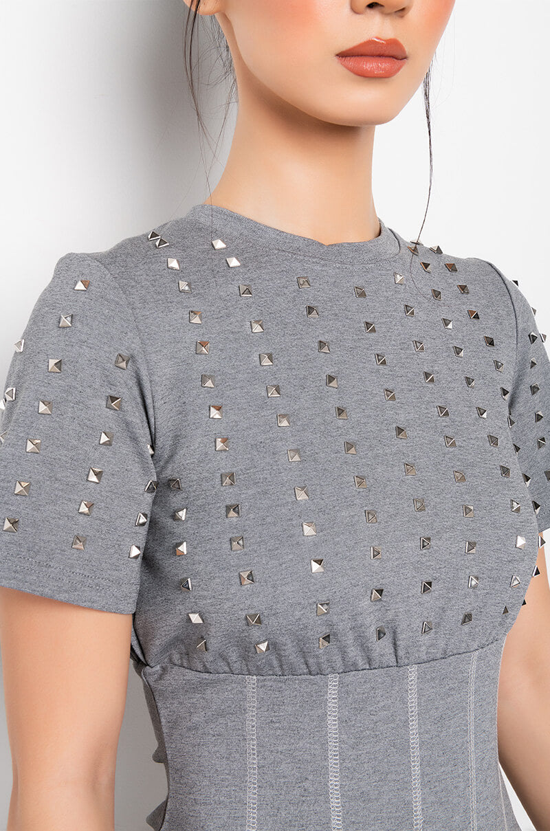 LOVE ME NOT STUDS T-SHIRT DRESS